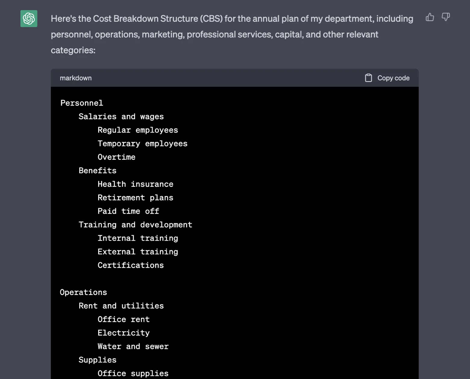 CBS ChatGPT Response
