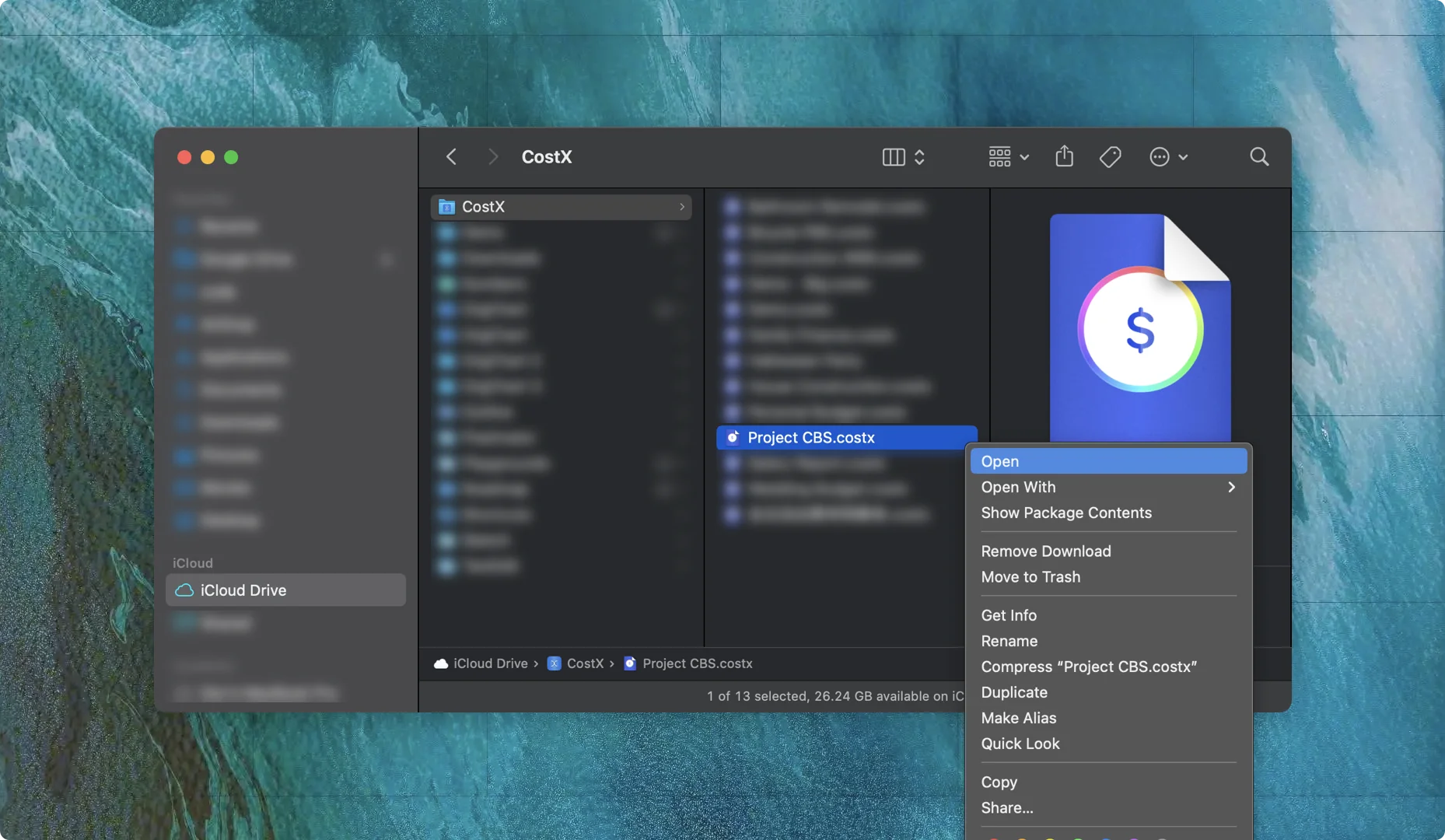 Open document from Finder app
